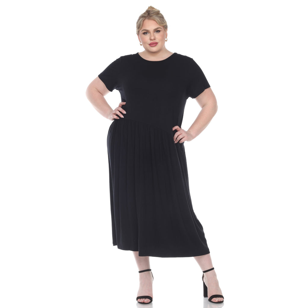 Short Sleeves Maxi Dress - Plus (5 Colors Available)