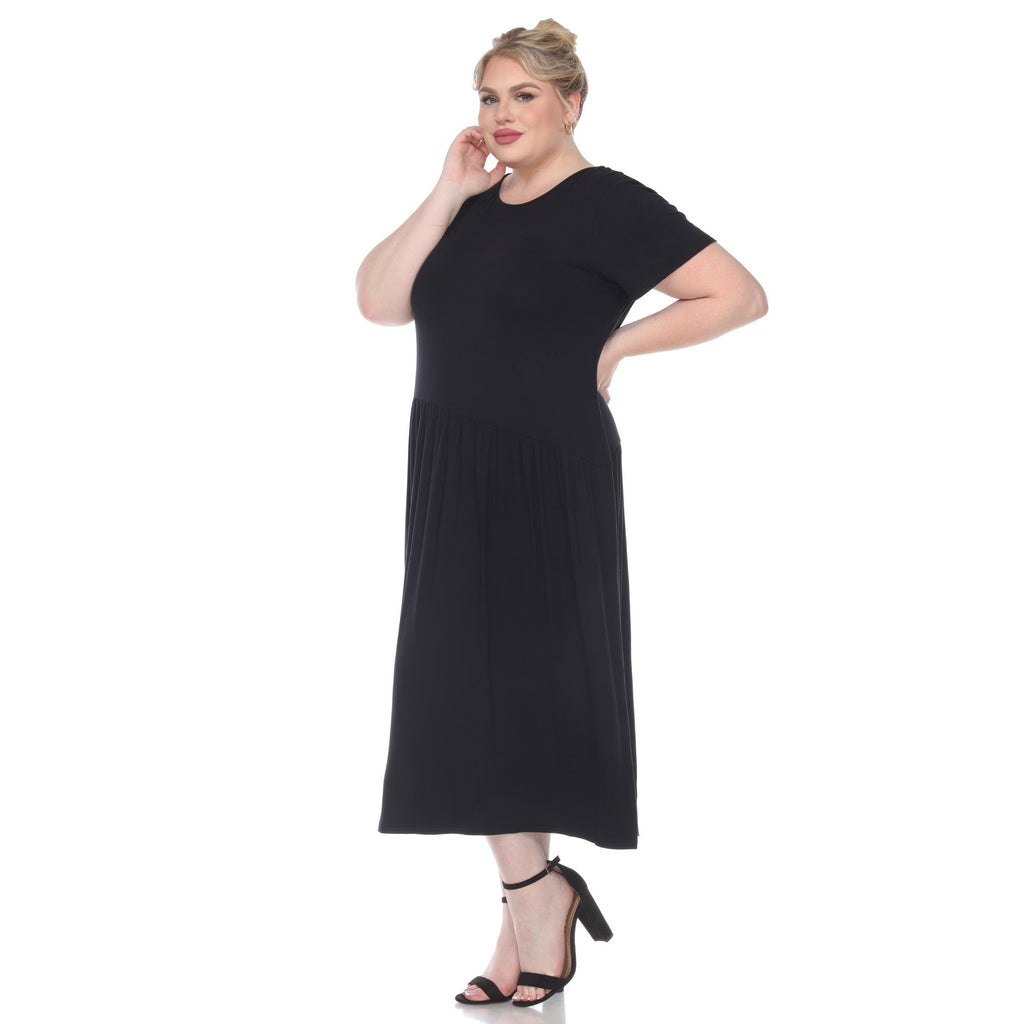 Short Sleeves Maxi Dress - Plus (5 Colors Available)