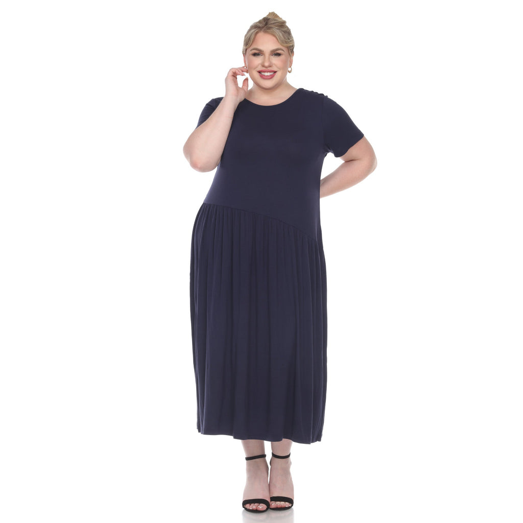 Short Sleeves Maxi Dress - Plus (5 Colors Available)