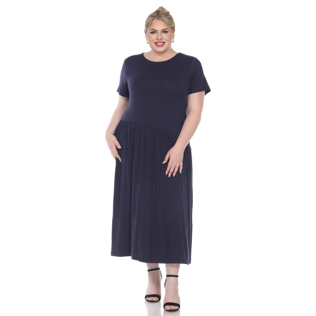 Short Sleeves Maxi Dress - Plus (5 Colors Available)