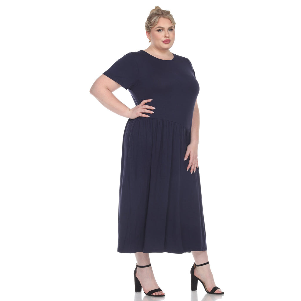 Short Sleeves Maxi Dress - Plus (5 Colors Available)