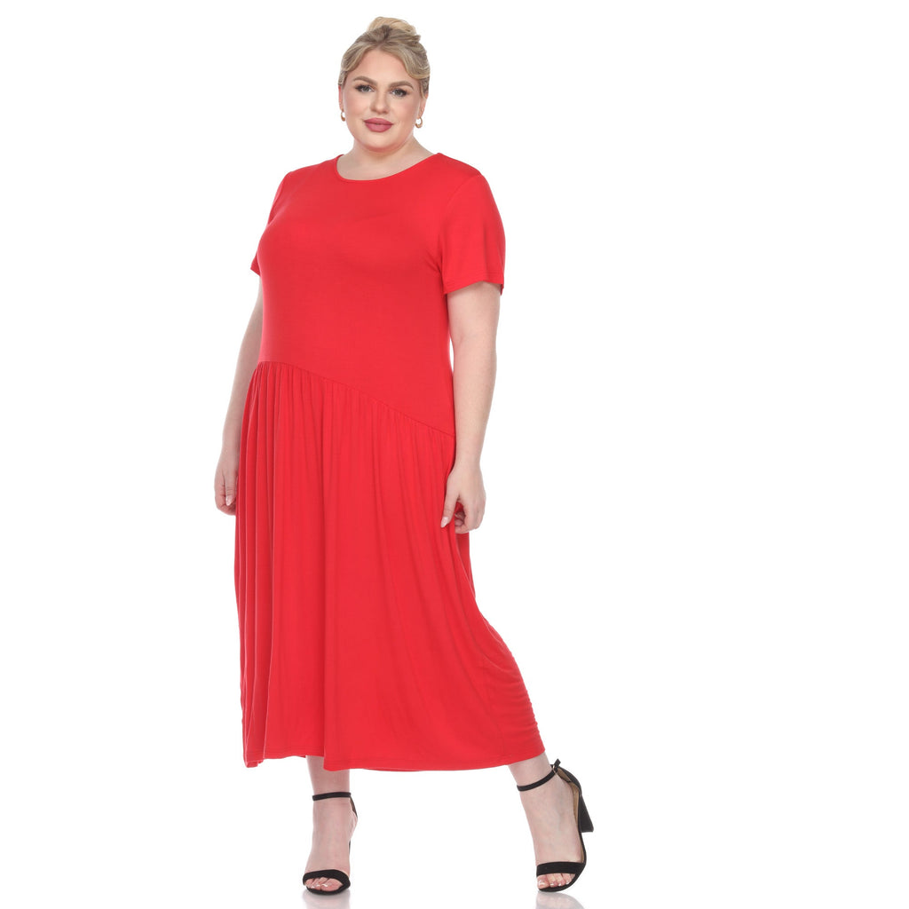 Short Sleeves Maxi Dress - Plus (5 Colors Available)