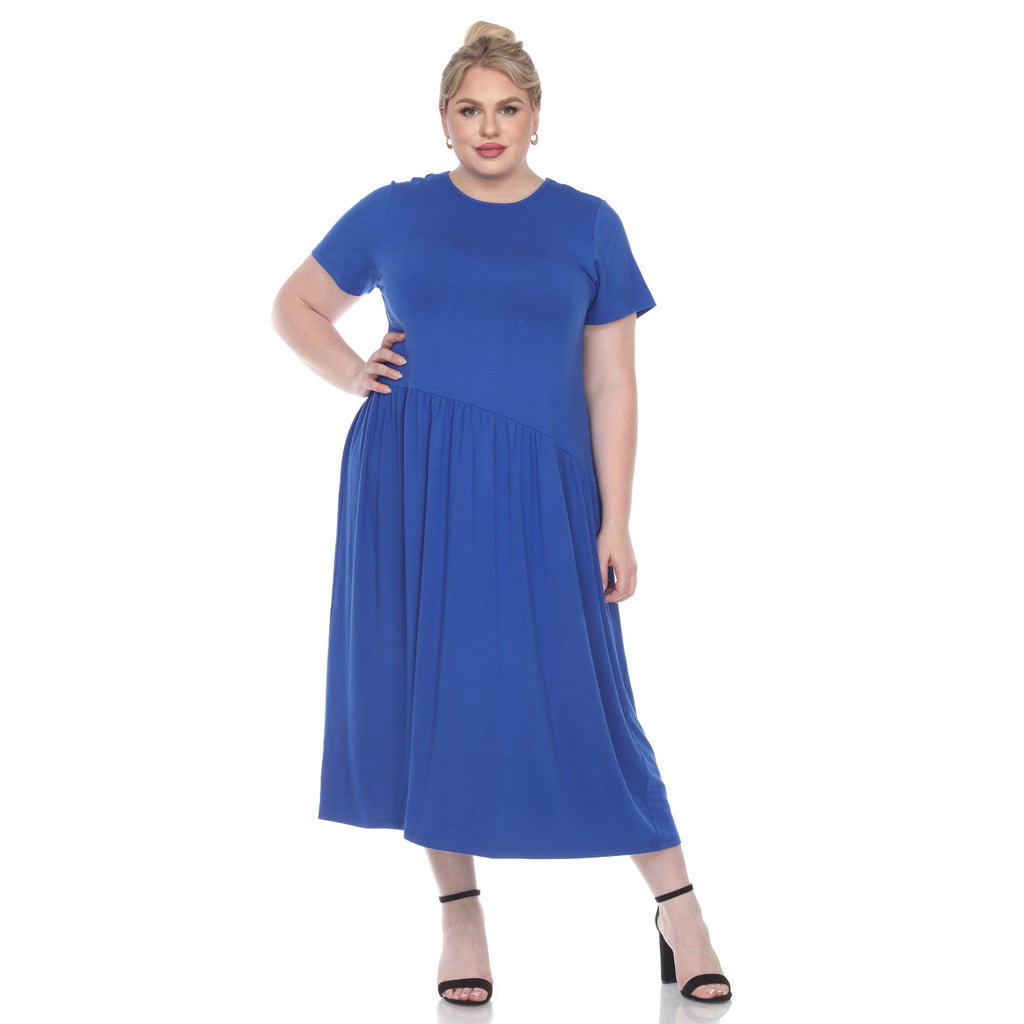 Short Sleeves Maxi Dress - Plus (5 Colors Available)