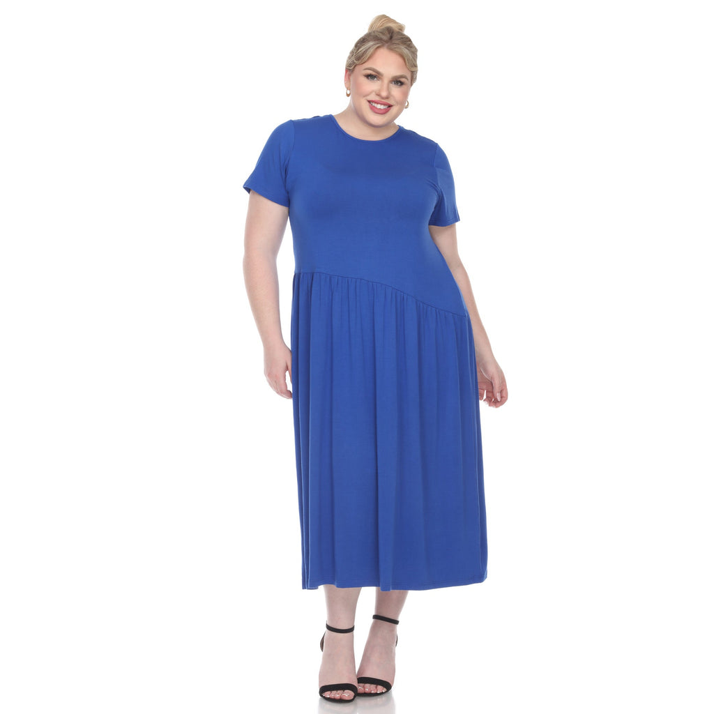 Short Sleeves Maxi Dress - Plus (5 Colors Available)