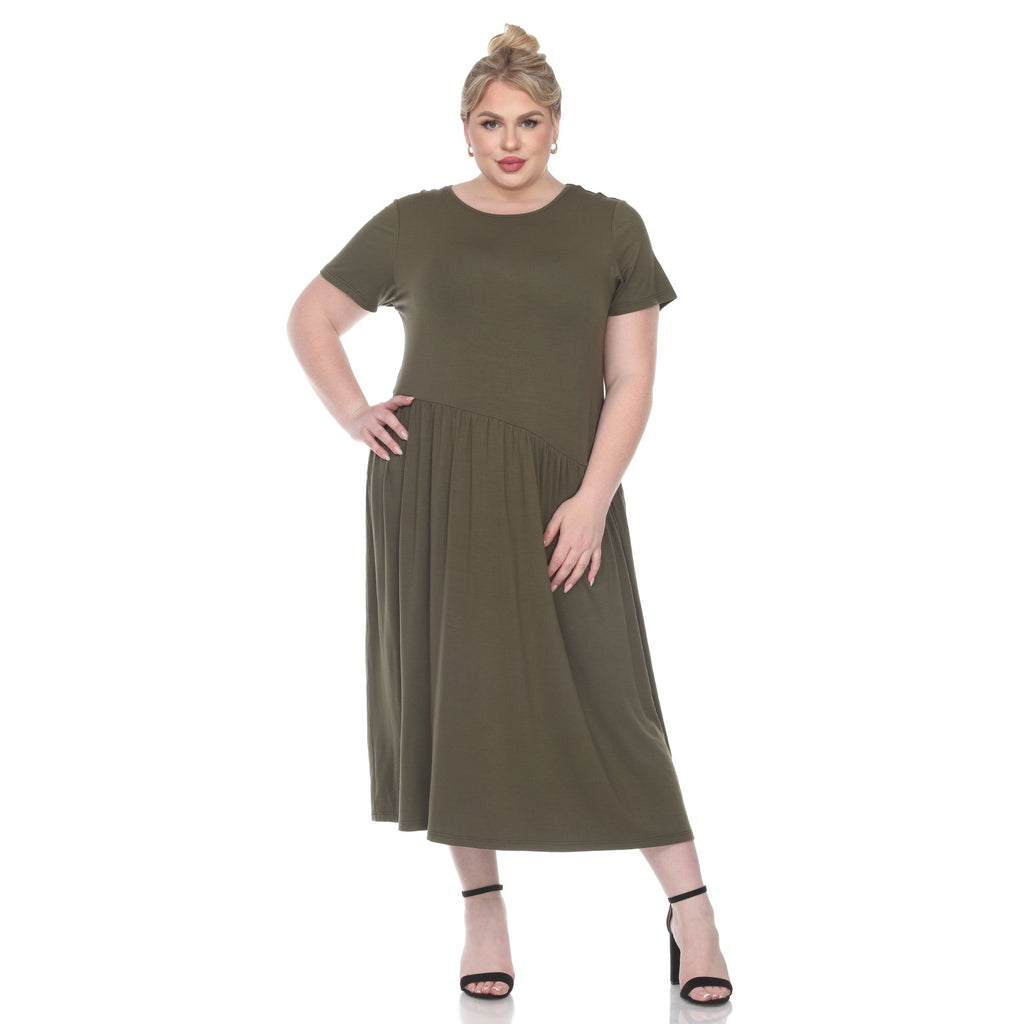 Short Sleeves Maxi Dress - Plus (5 Colors Available)