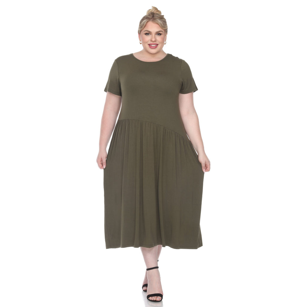 Short Sleeves Maxi Dress - Plus (5 Colors Available)