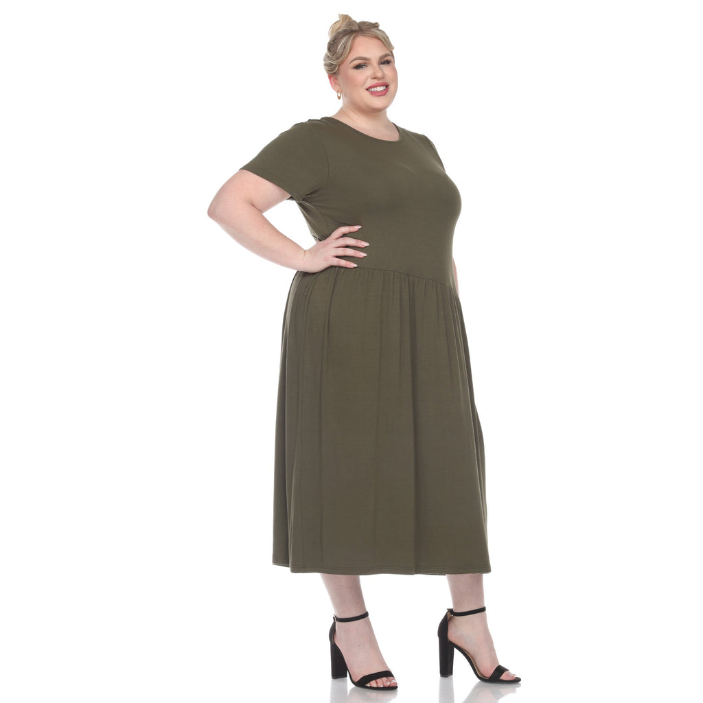 Short Sleeves Maxi Dress - Plus (5 Colors Available)