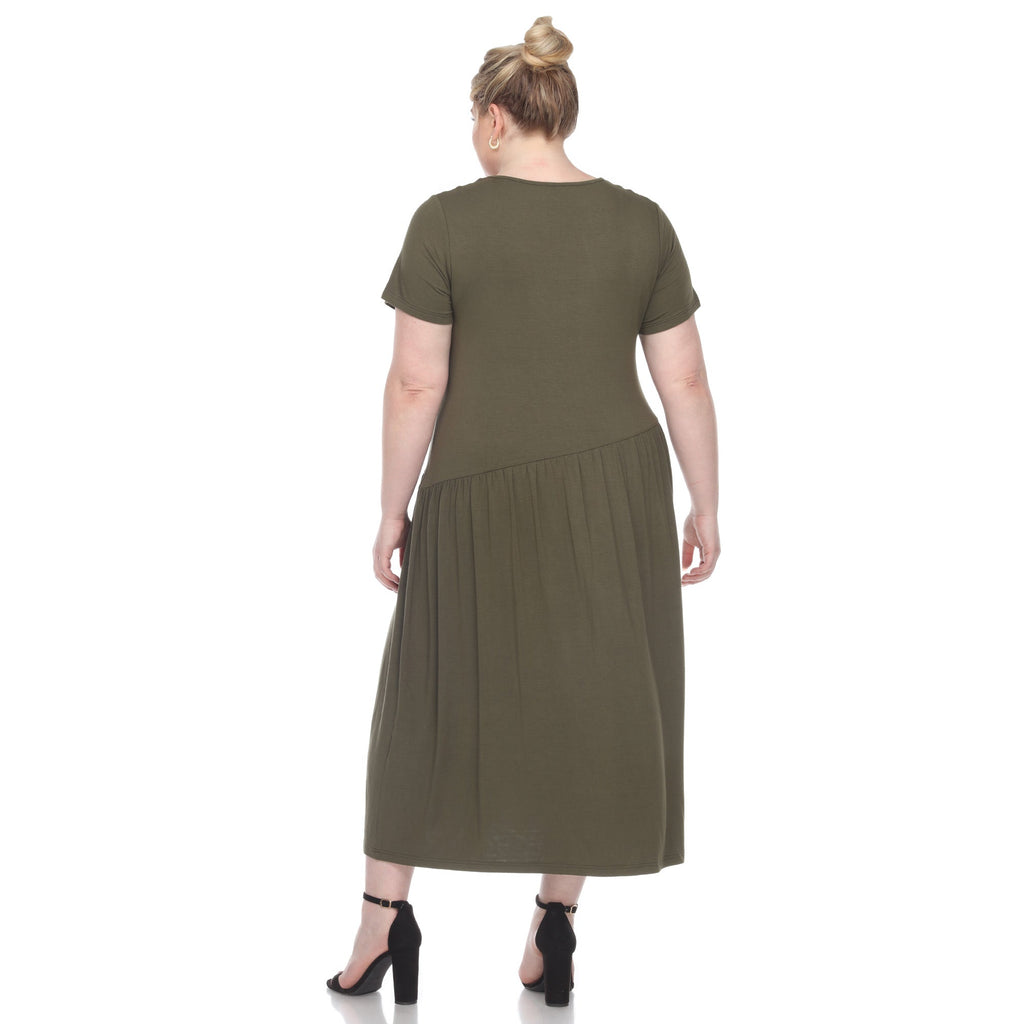 Short Sleeves Maxi Dress - Plus (5 Colors Available)