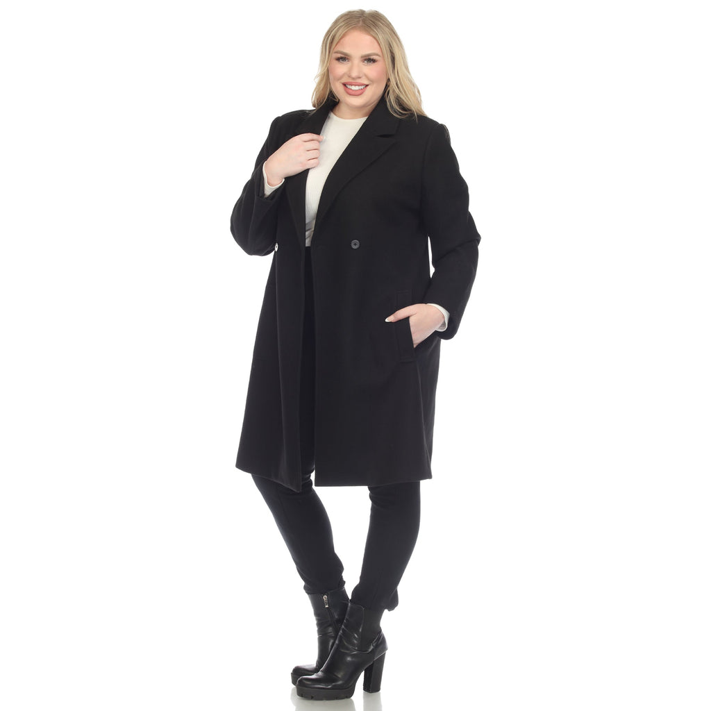 White Mark Women's Classic Walker Coat - Plus