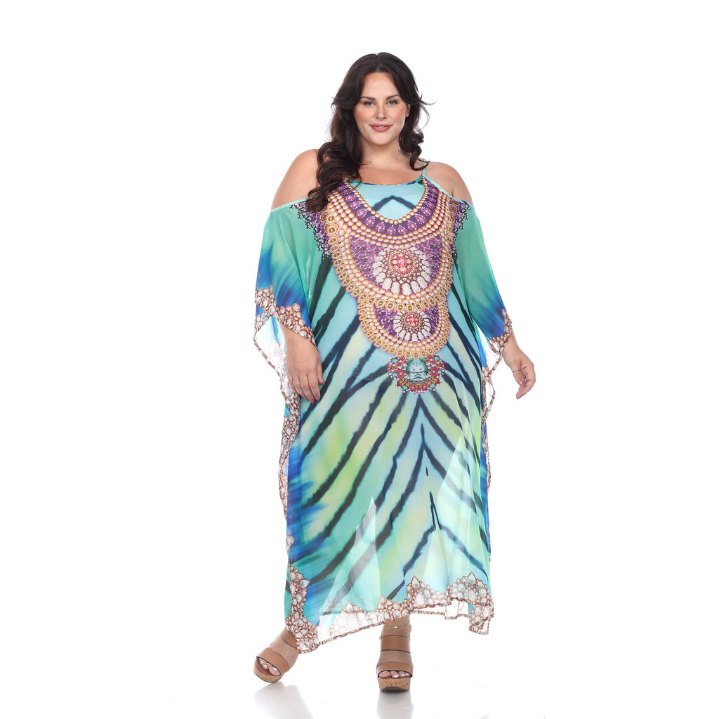 White Mark Women's Maxi Sheer Caftan - Plus (5 Colors Available)