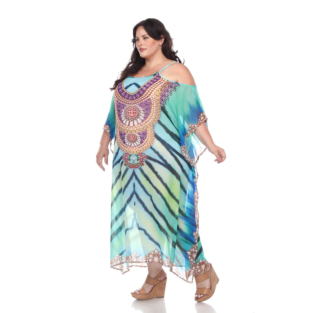 White Mark Women's Maxi Sheer Caftan - Plus (5 Colors Available)