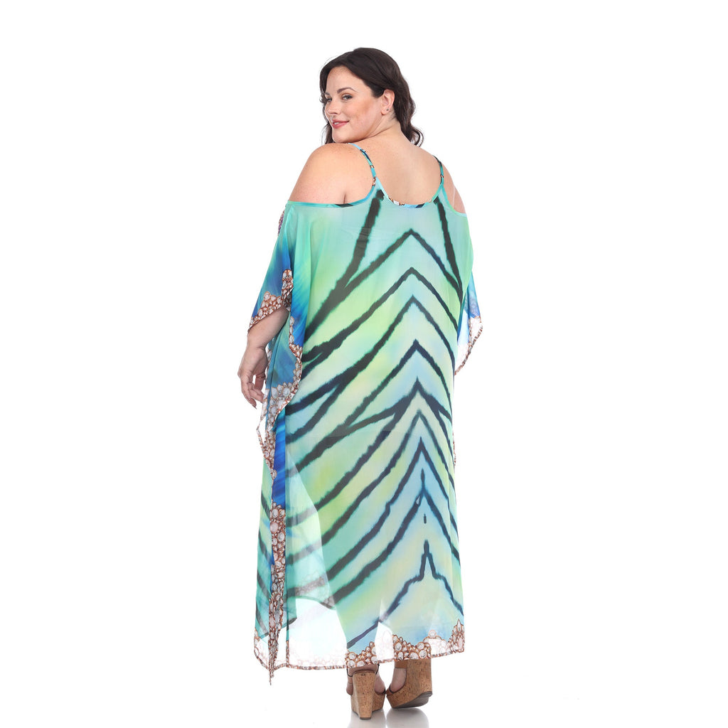 White Mark Women's Maxi Sheer Caftan - Plus (5 Colors Available)