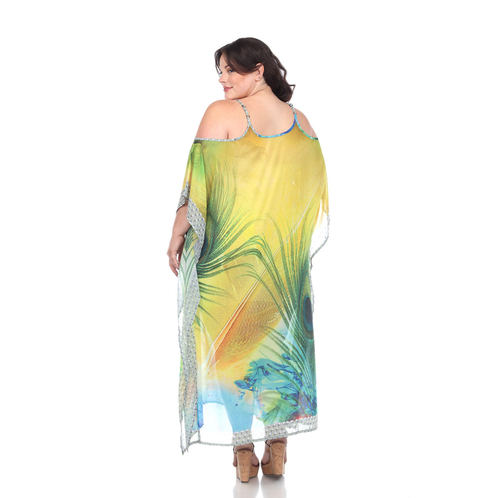 White Mark Women's Maxi Sheer Caftan - Plus (5 Colors Available)