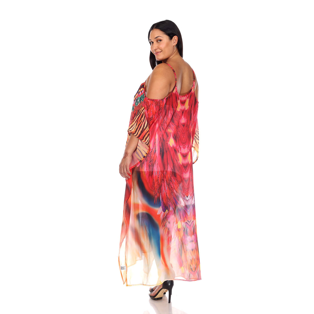 White Mark Women's Maxi Sheer Caftan - Plus (5 Colors Available)