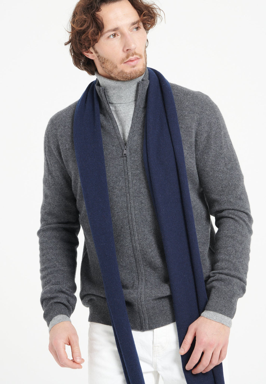 Navy blue cashmere scarf