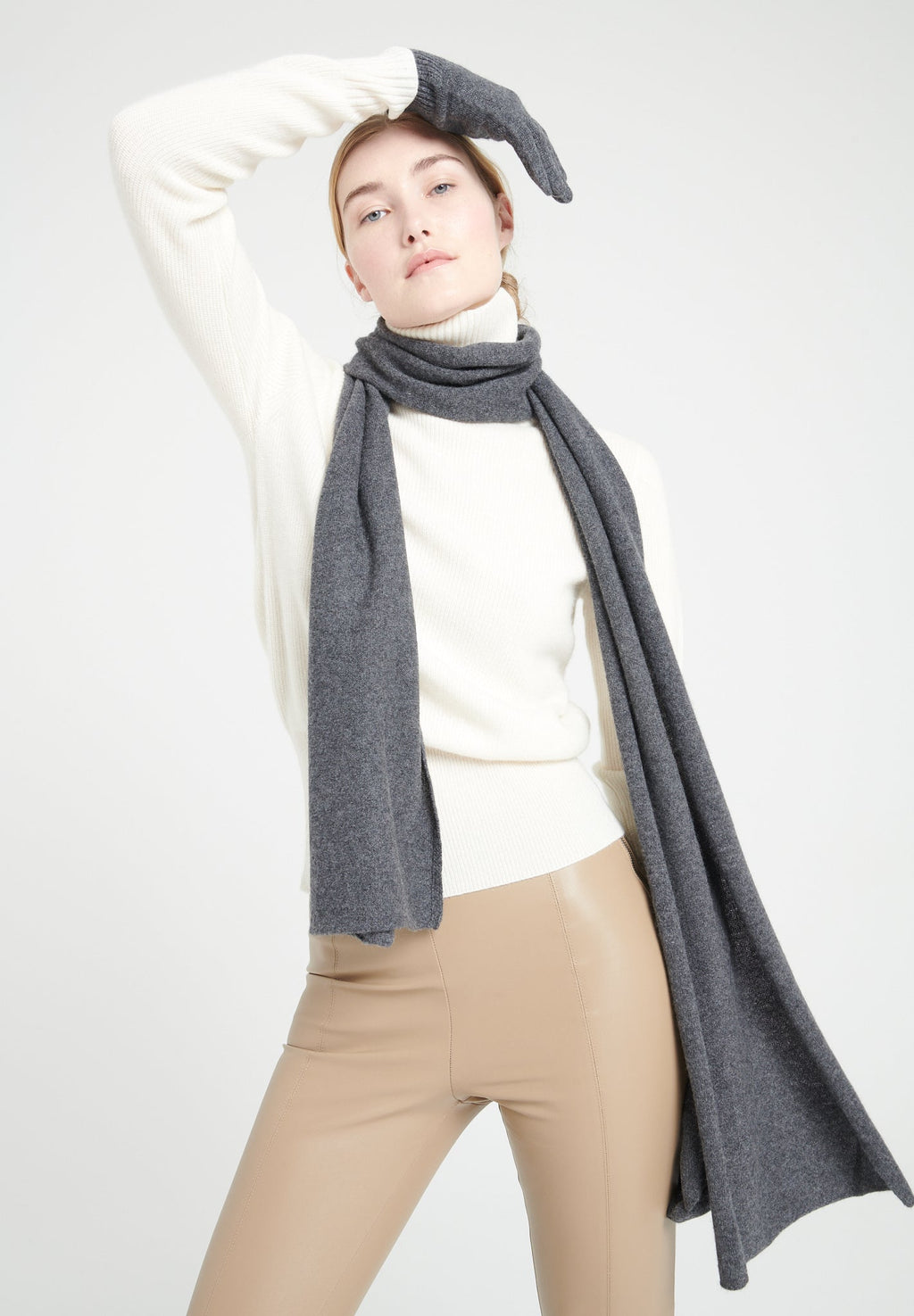 Charcoal grey cashmere scarf