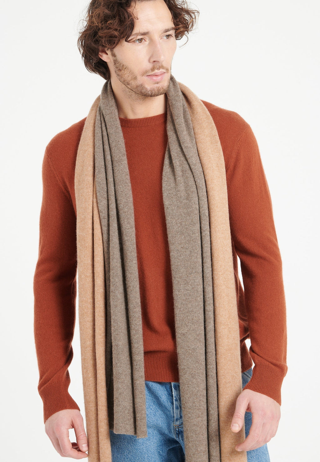 Taupe cashmere scarf