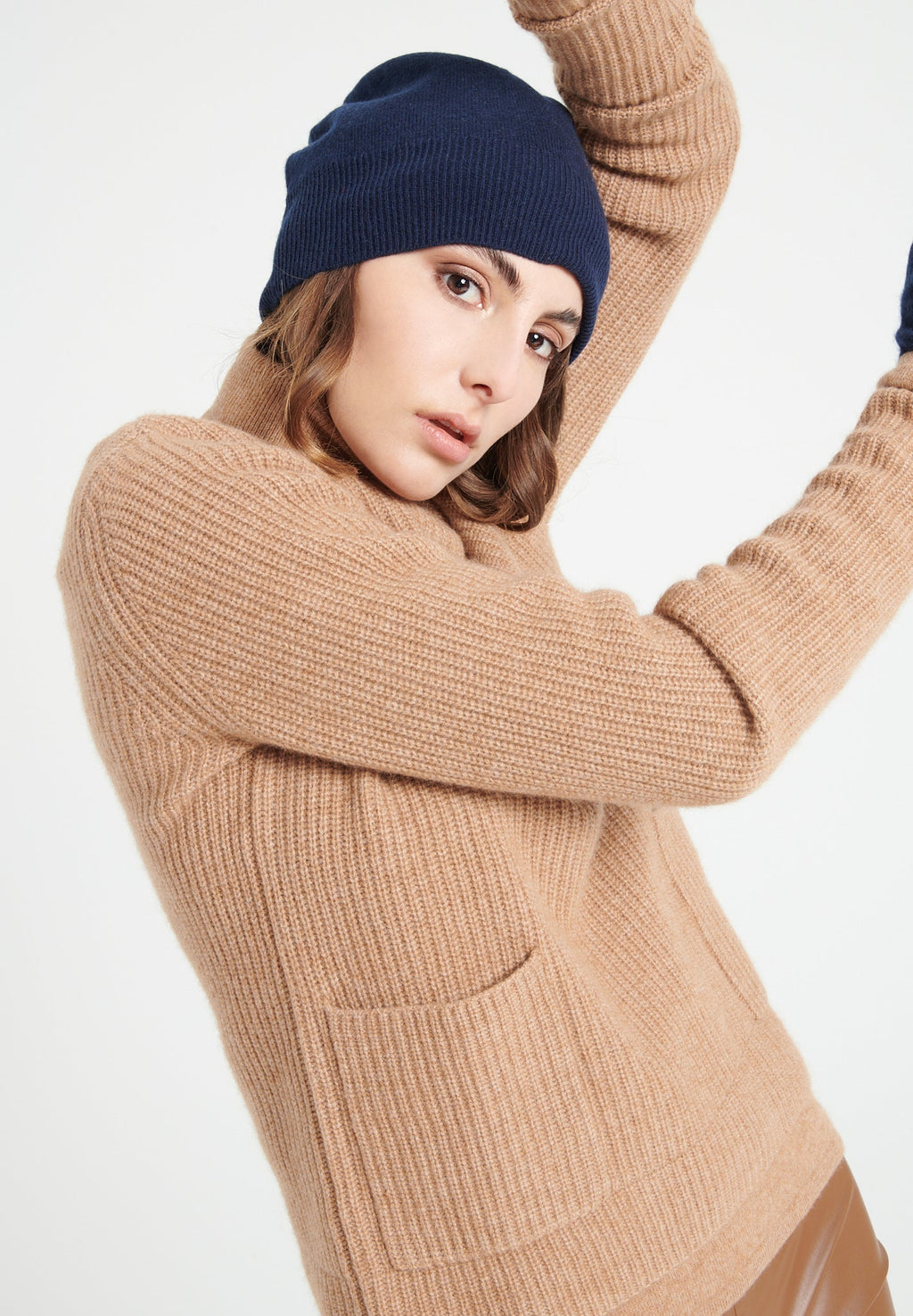 Navy blue cashmere hat