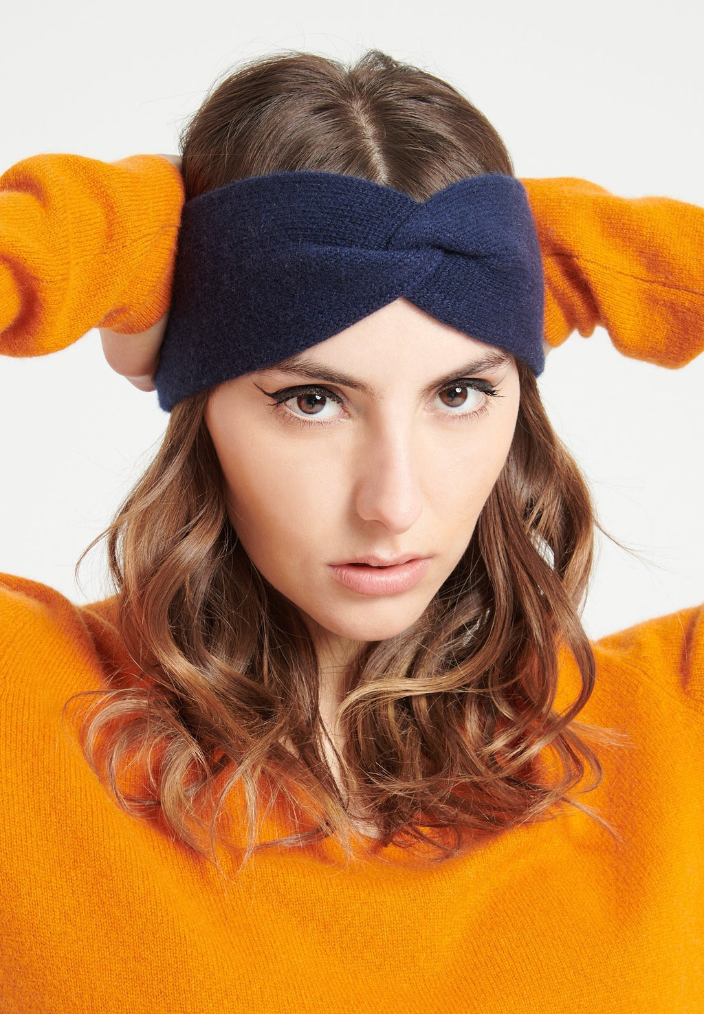 Navy blue 4-thread cashmere headband