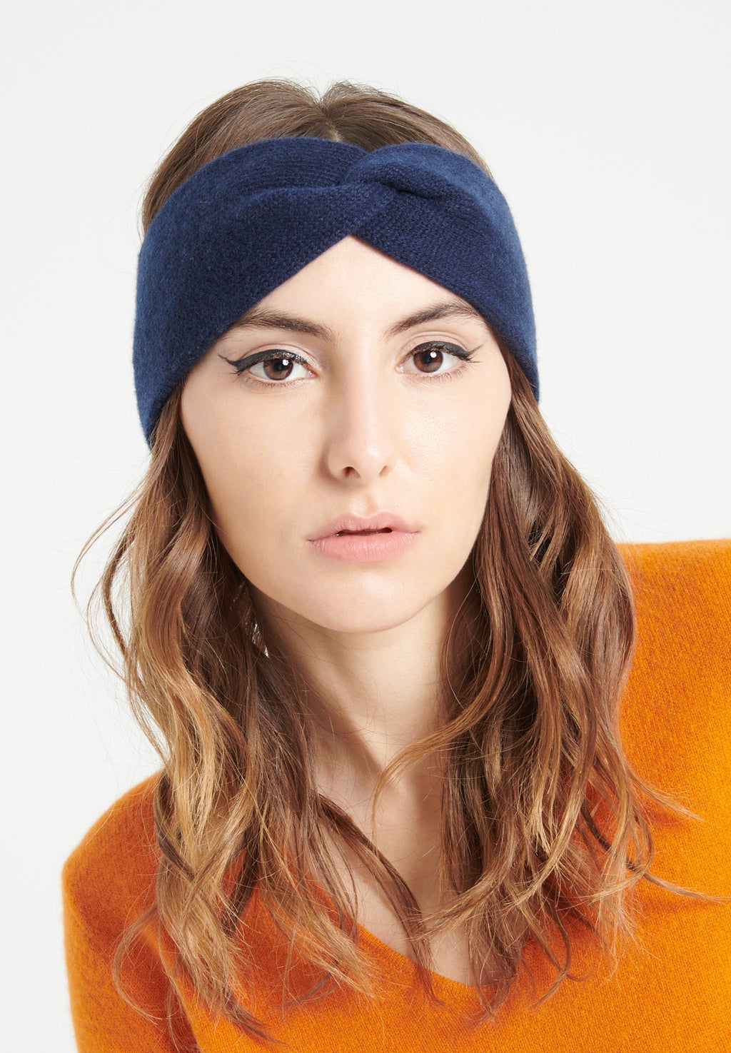 Navy blue 4-thread cashmere headband