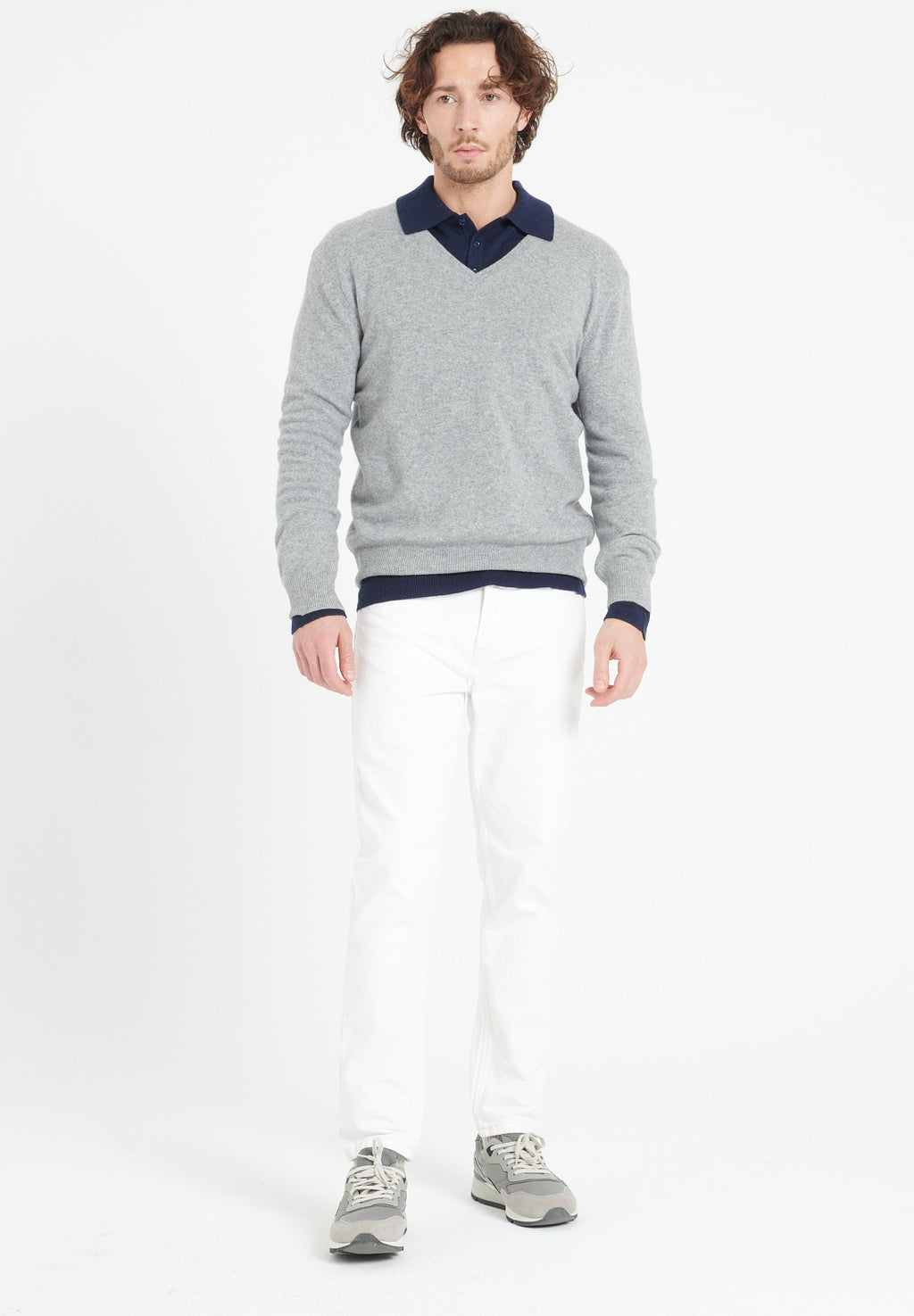 LUKE 1 V-neck cashmere sweater light grey