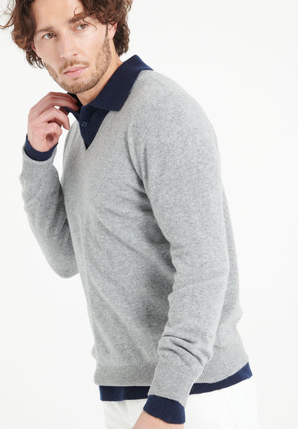 LUKE 1 V-neck cashmere sweater light grey