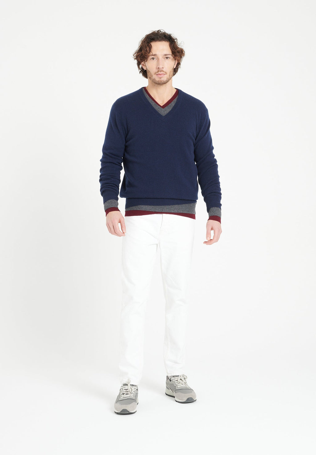 LUKE 1 V-neck cashmere sweater navy blue