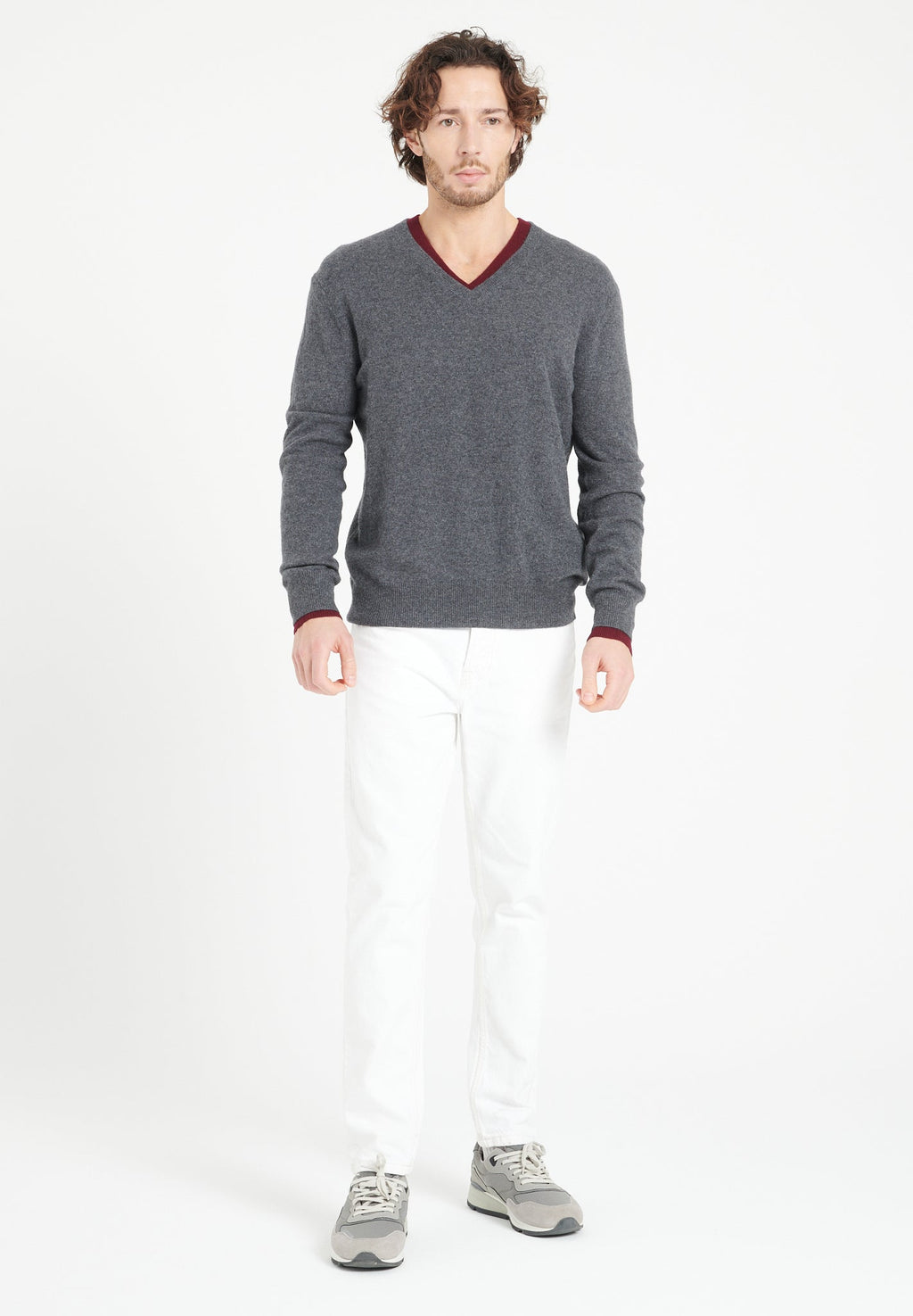 LUKE 1 V-neck cashmere sweater anthracite grey