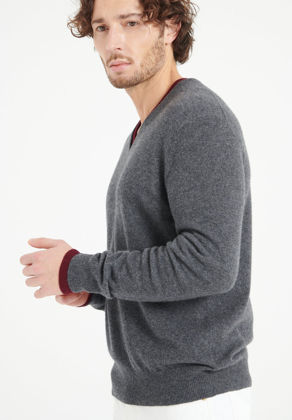 LUKE 1 V-neck cashmere sweater anthracite grey