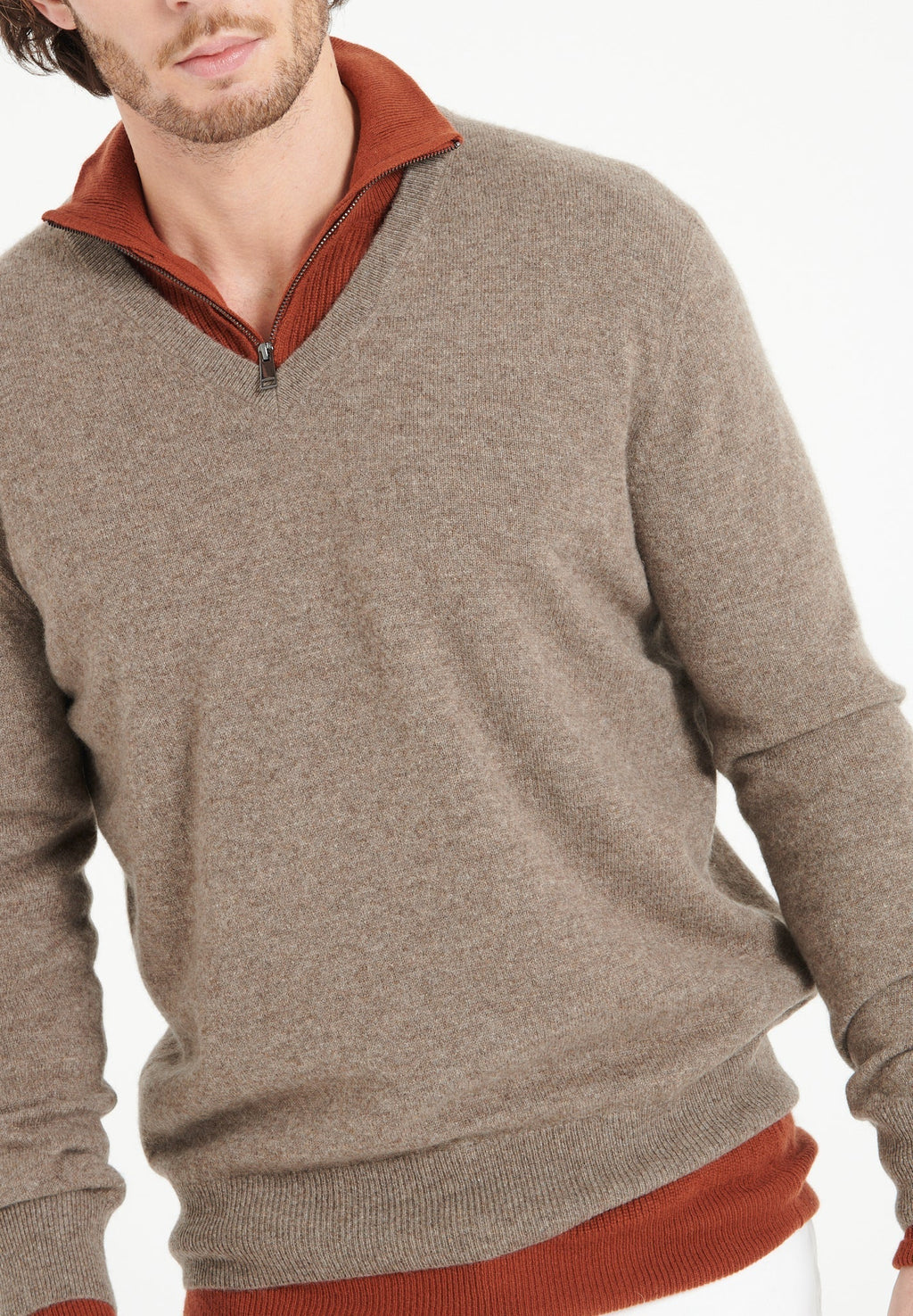 LUKE 1 V-neck cashmere sweater in taupe