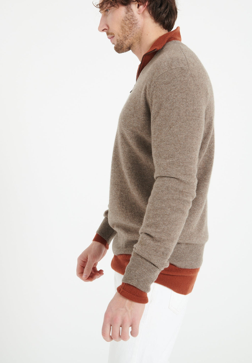 LUKE 1 V-neck cashmere sweater in taupe