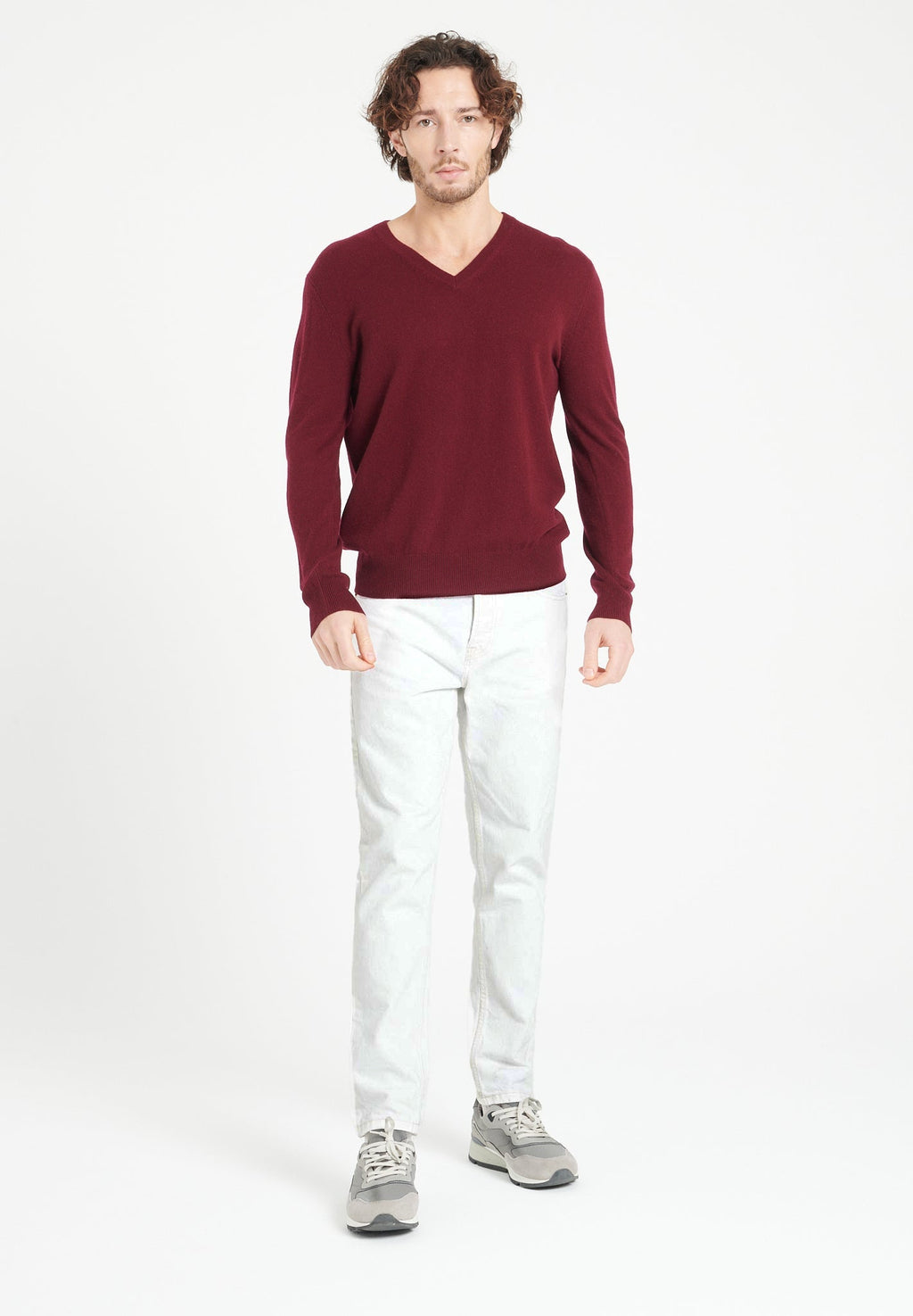 LUKE 1 V-neck cashmere sweater burgundy red