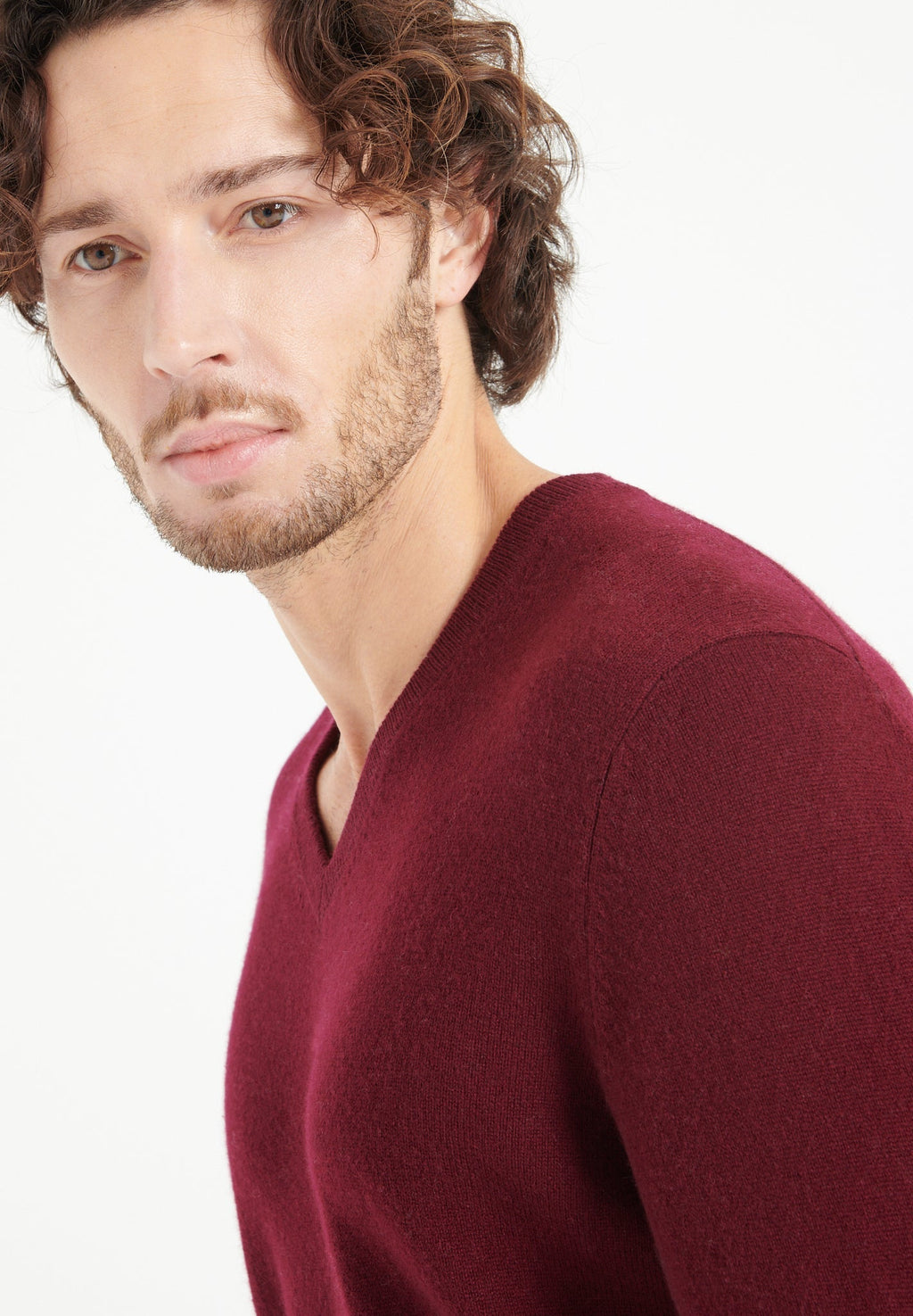 LUKE 1 V-neck cashmere sweater burgundy red