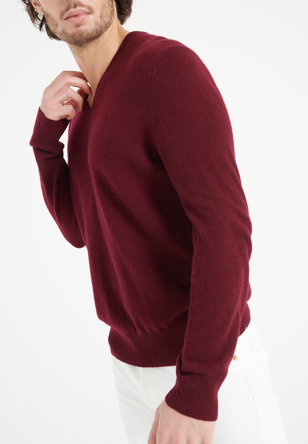 LUKE 1 V-neck cashmere sweater burgundy red