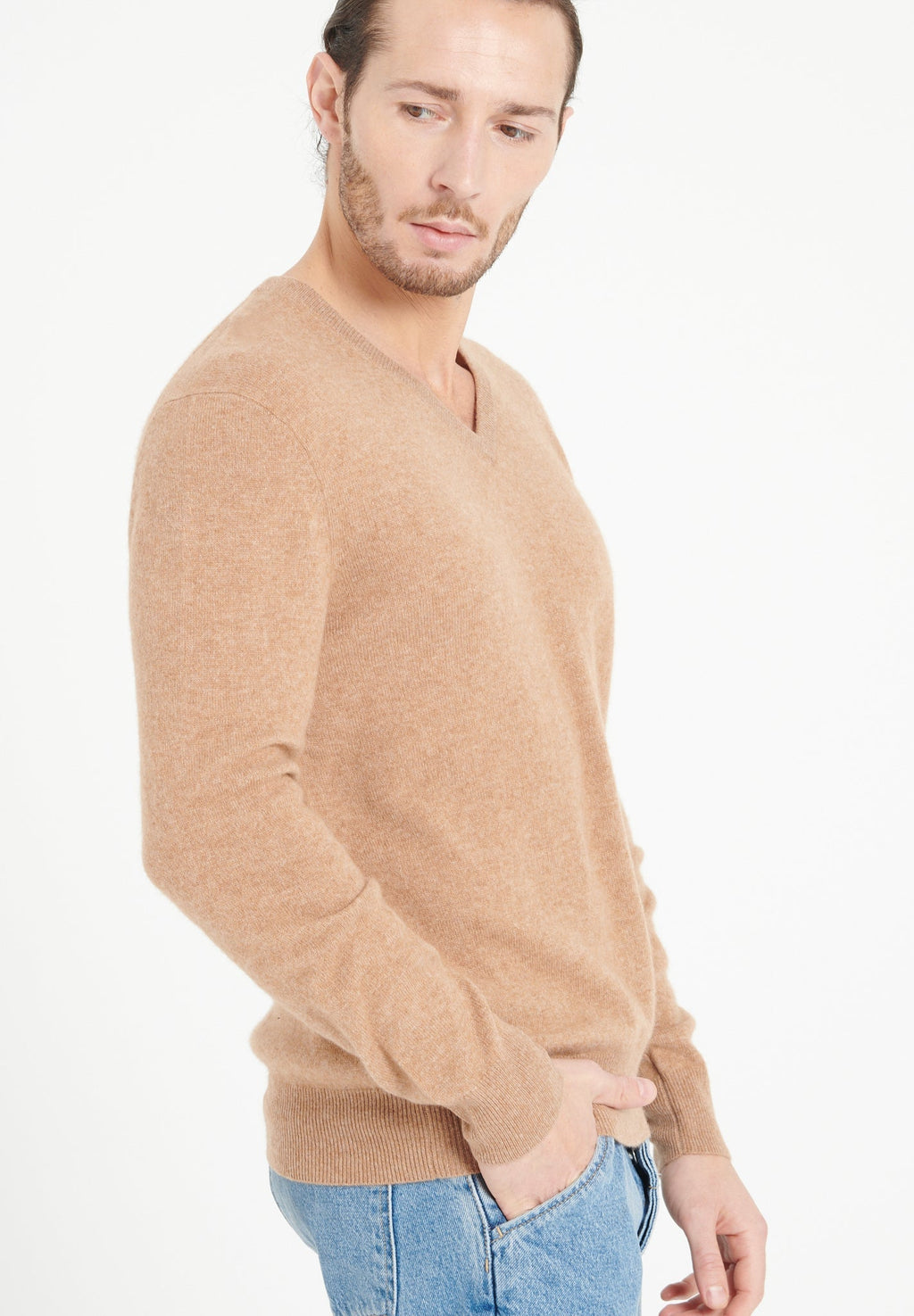 LUKE 1 V-neck cashmere sweater camel