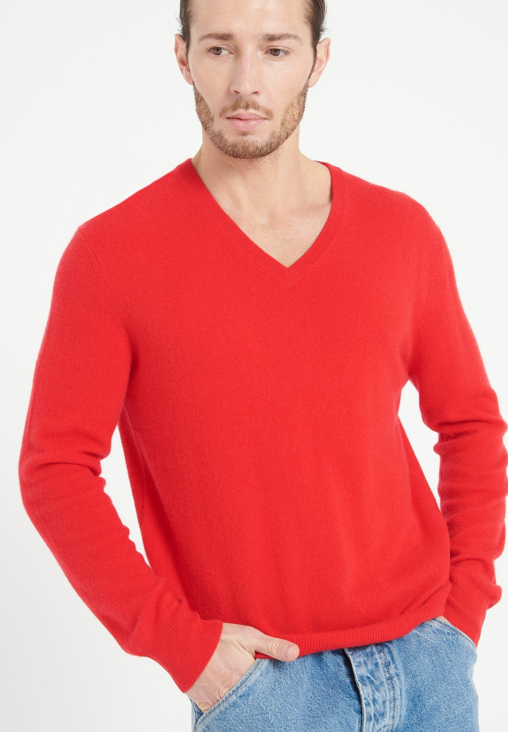 LUKE 1 V-neck cashmere sweater red