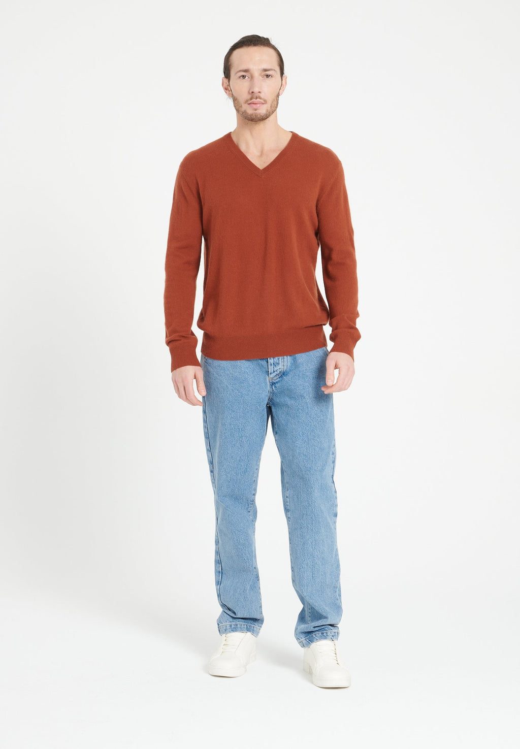 LUKE 1 V-neck cashmere sweater terracotta