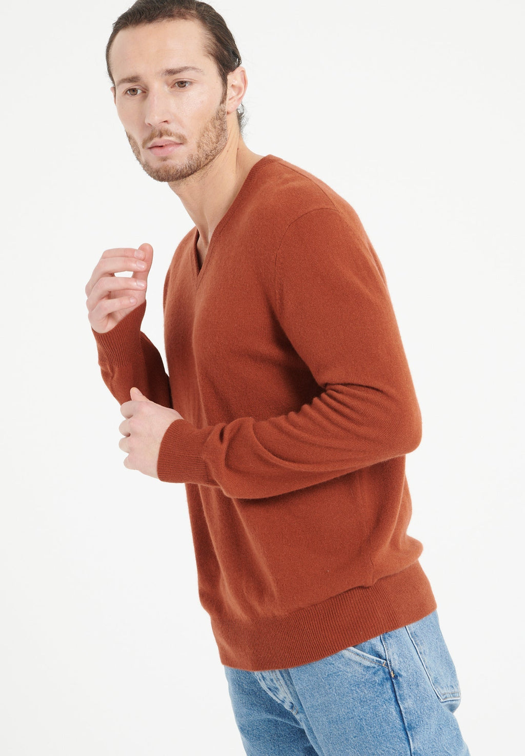 LUKE 1 V-neck cashmere sweater terracotta