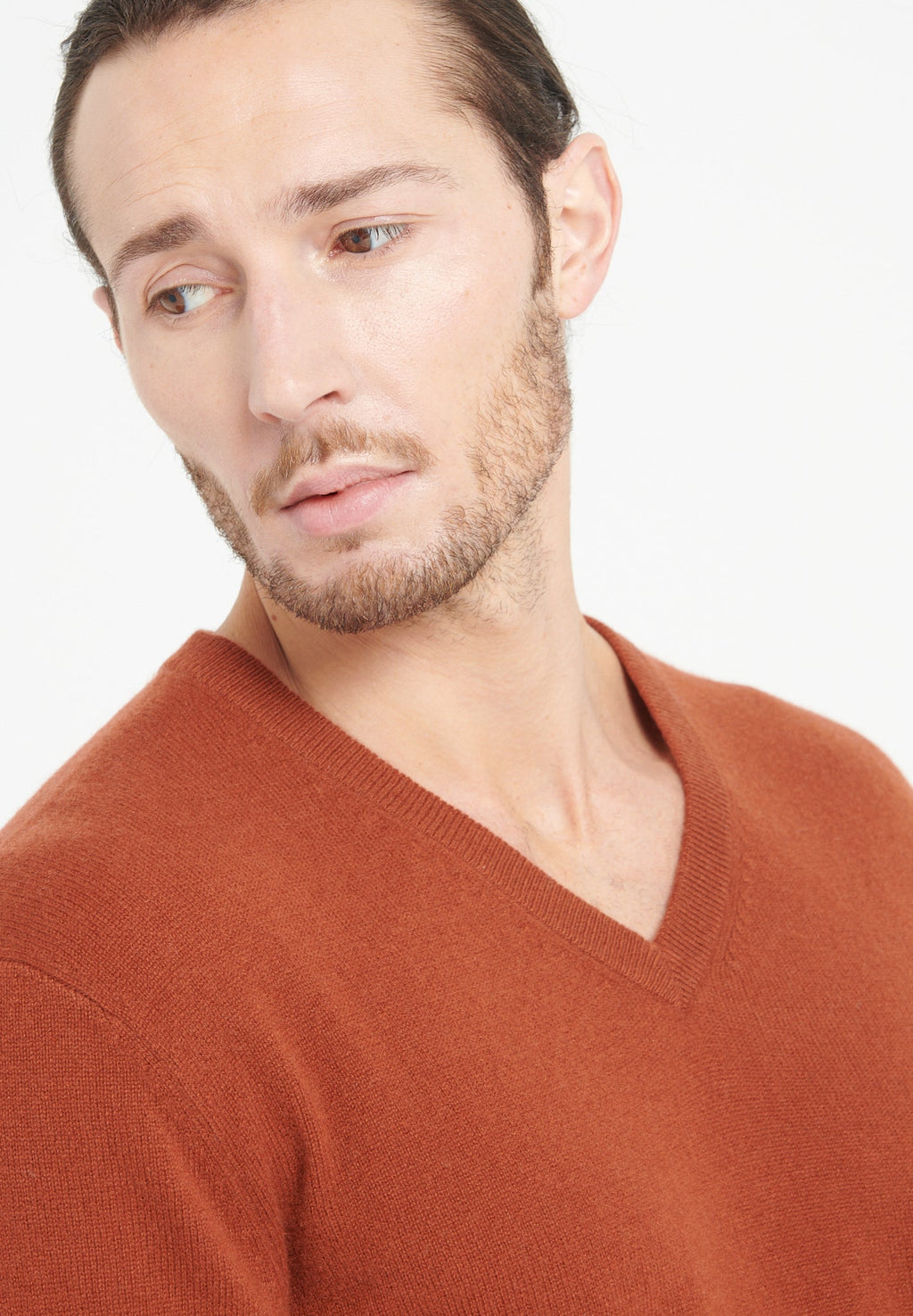 LUKE 1 V-neck cashmere sweater terracotta