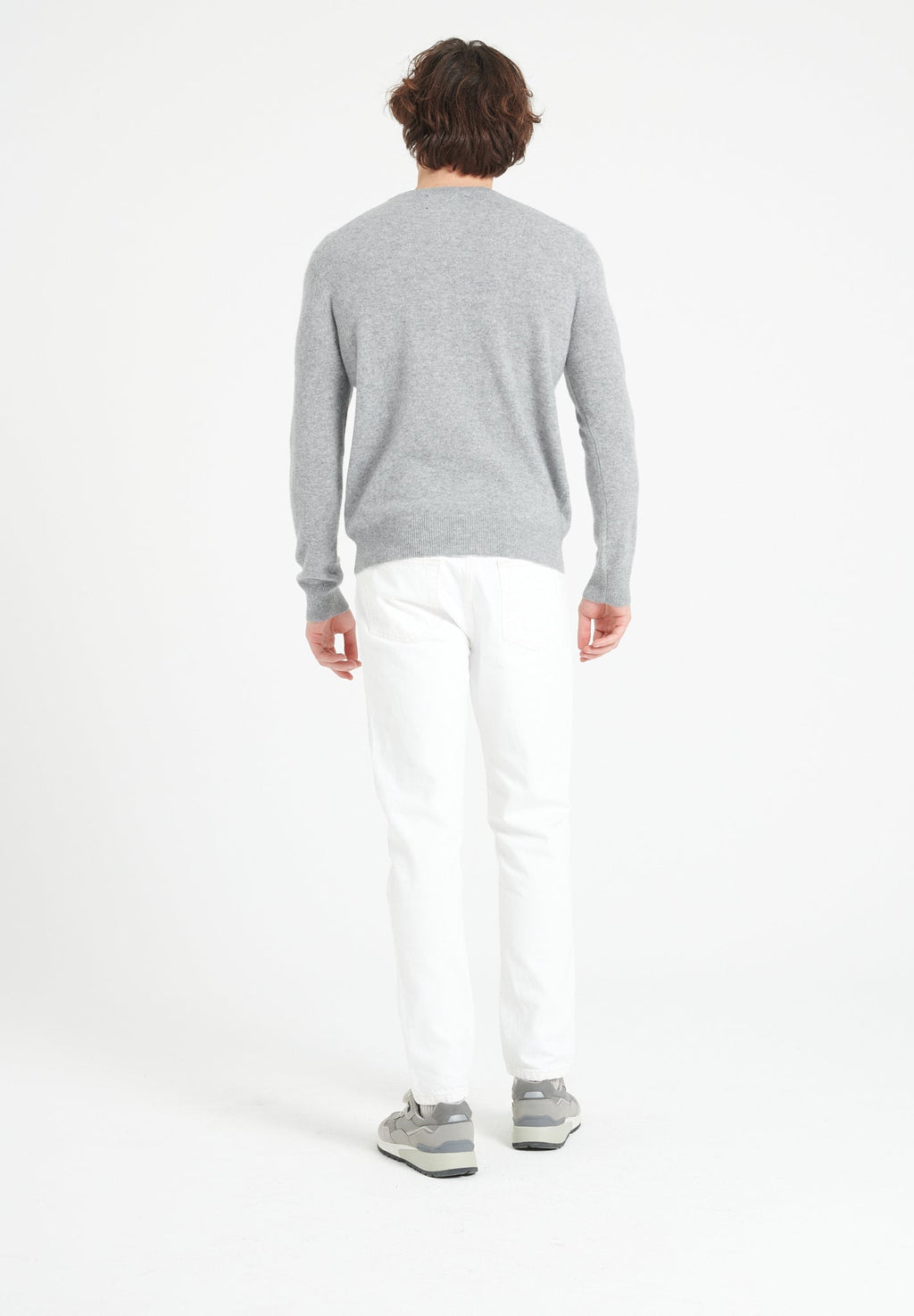 LUKE 2 Round-neck cashmere sweater in light grey