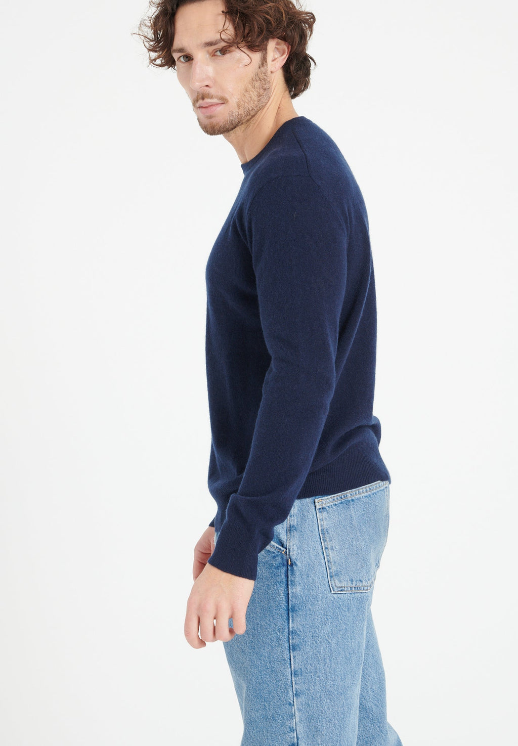 LUKE 2 Round-neck cashmere sweater navy blue