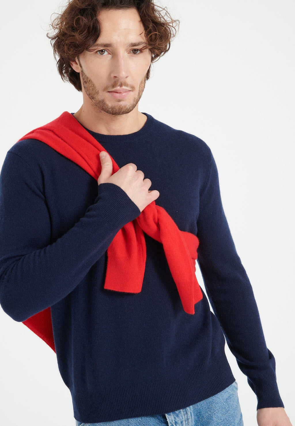 LUKE 2 Round-neck cashmere sweater navy blue