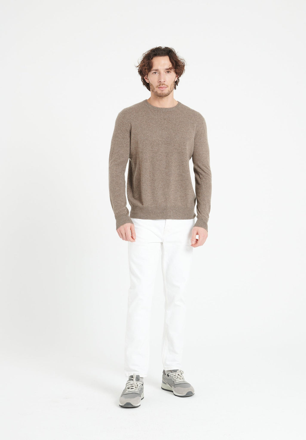 LUKE 2 Taupe cashmere round-neck sweater