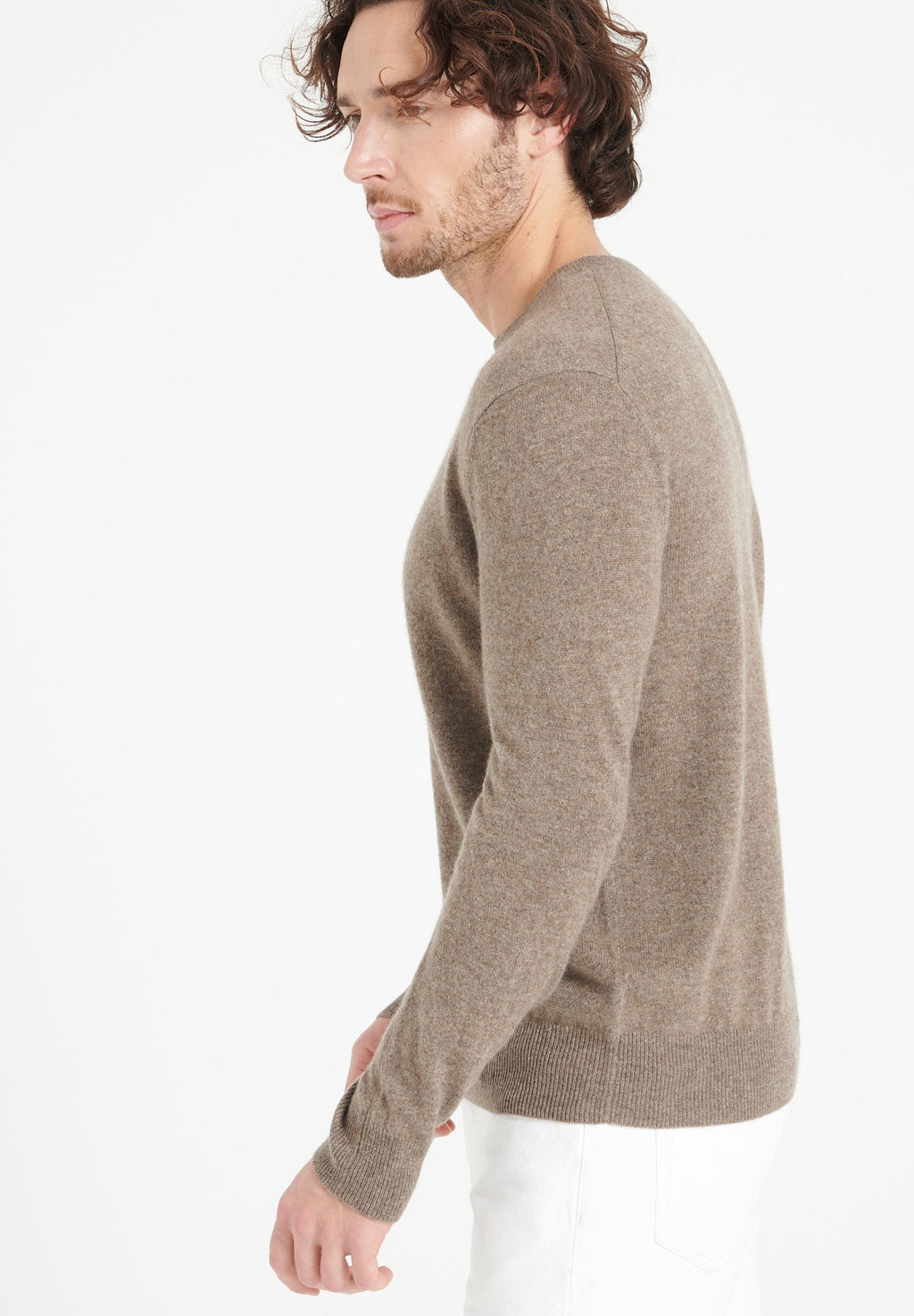 LUKE 2 Taupe cashmere round-neck sweater