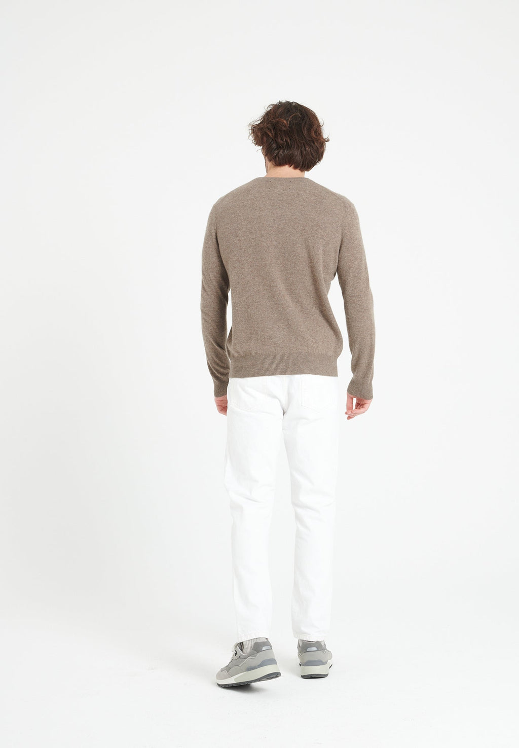 LUKE 2 Taupe cashmere round-neck sweater