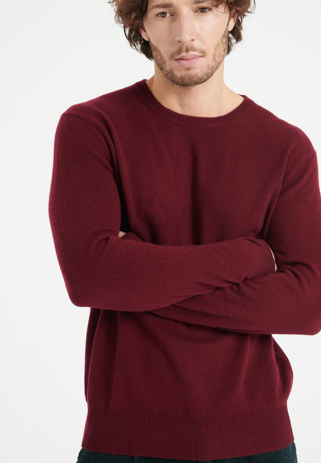 LUKE 2 Round-neck cashmere sweater in burgundy red