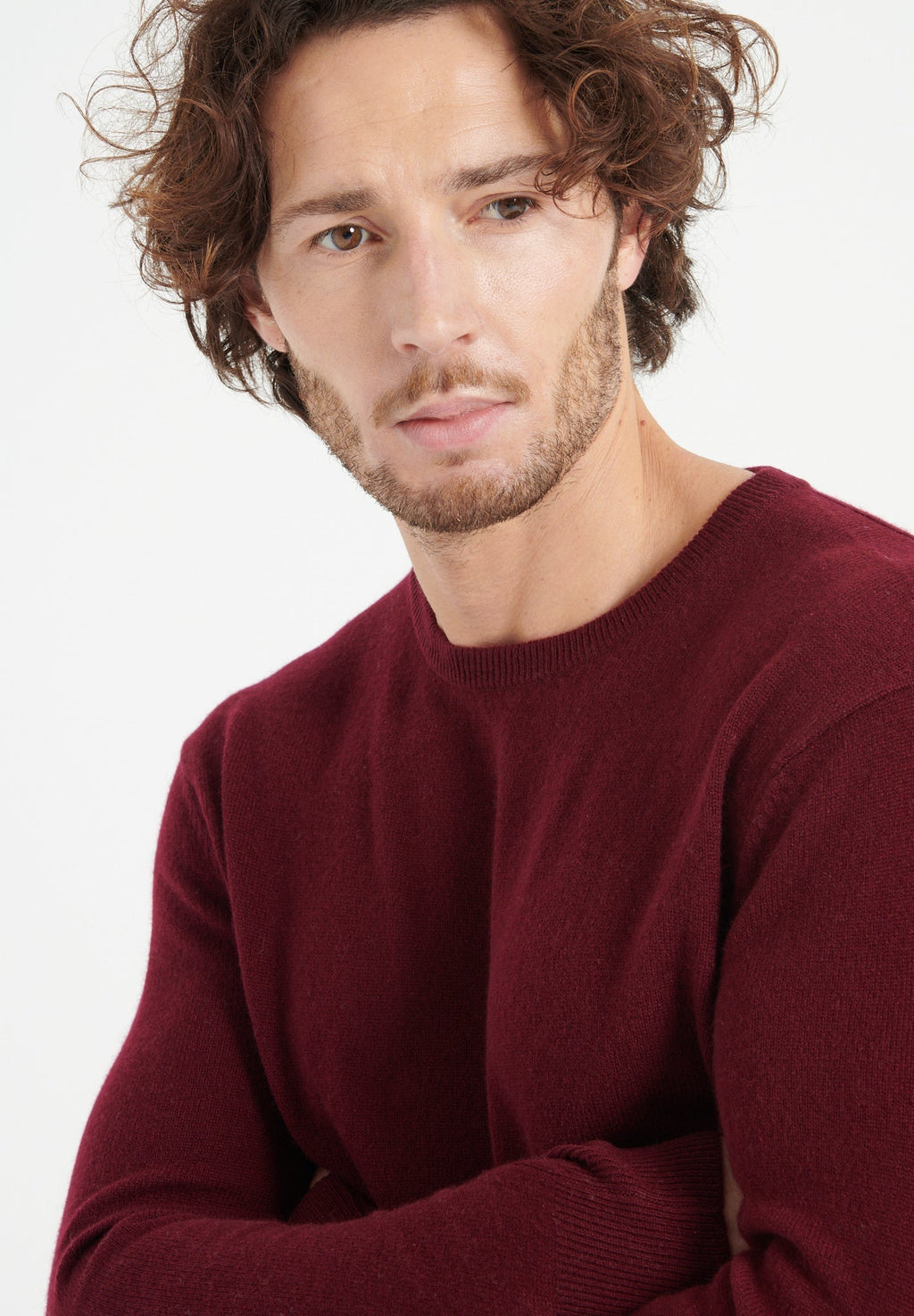 LUKE 2 Round-neck cashmere sweater in burgundy red