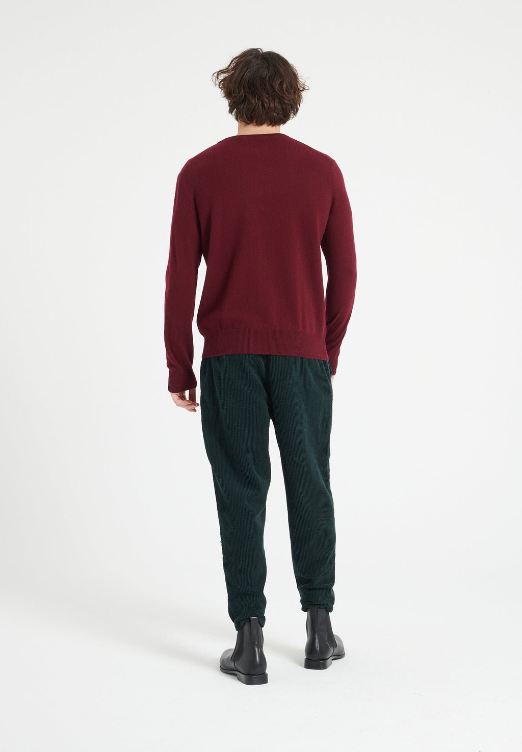 LUKE 2 Round-neck cashmere sweater in burgundy red