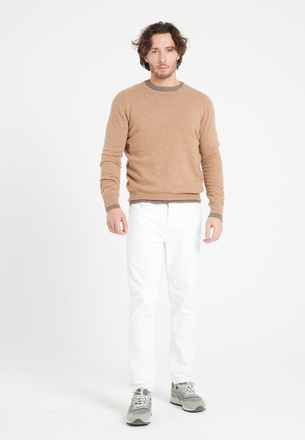 LUKE 2 Round-neck cashmere sweater in camel