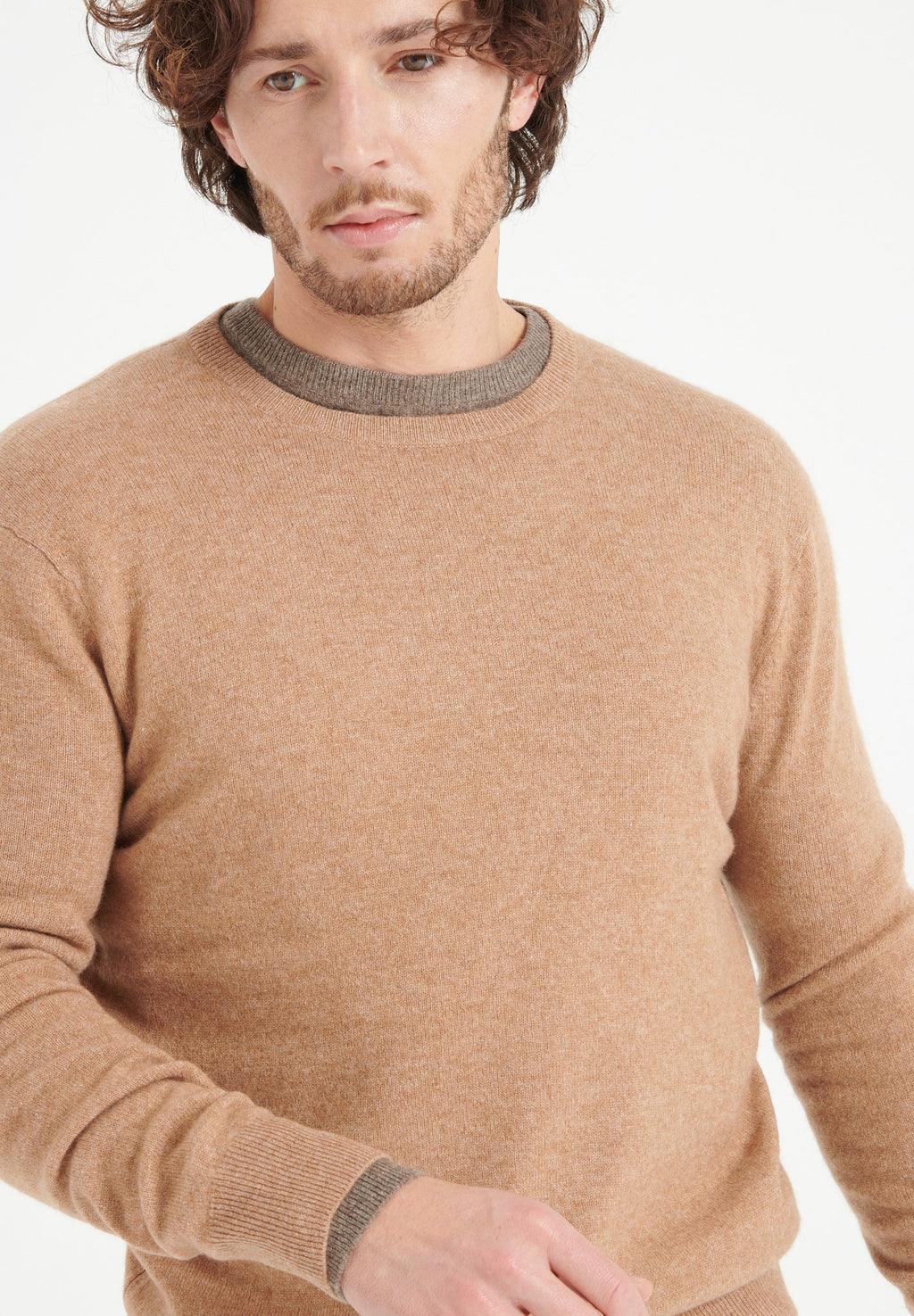 LUKE 2 Round-neck cashmere sweater in camel